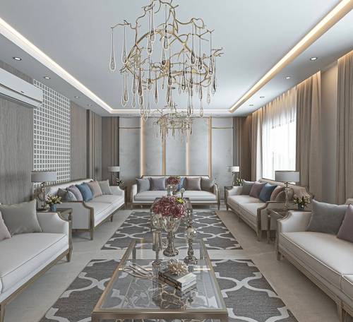 Luxury Elegance Classic Sofa Set 5 Pieces - طقم كنب كلاسيكي فاخر 5 قطع