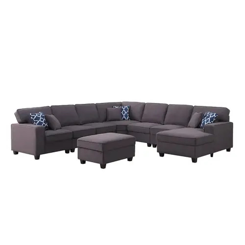 كنب زاوية فاخر من الكتان - تصميم عصري - Luxurious Linen Sectional Sofa - Modern Design

