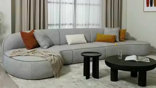 كنب ركني زاوية عصري على شكل L رمادي - Modern L-Shaped Corner Sofa, Gray