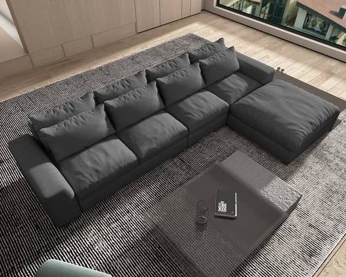 Modern L-Shape Sectional Sofa - كنب ركني زاوية مودرن على شكل حرف L
