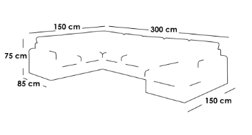 كنبة زاوية حرف U - رمادي, U-Shaped Corner Sofa - Grey
