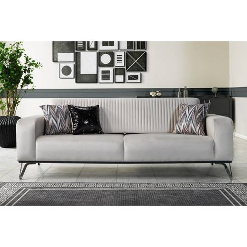 Luxury Gray Velvet Sofa - كنبة مخملية رمادية فاخرة
