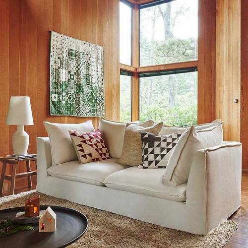 كنبة مقعدين خشب سويدي- أبيض - Swedish Wood Two Seater Sofa - White
