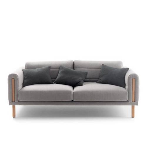 كنبة ثلاث مقاعد بوليستر - رمادي - Polyester Three-Seater Sofa - Grey