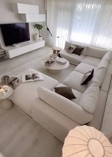 Modern Off-White U-Shape Sectional Sofa - كنب زاوية مودرن على شكل حرف U لون آوف وايت