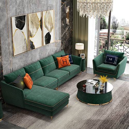 كنبه اخضر بحرف L من بيزناس - Biznas L-Shaped Green Sofa
