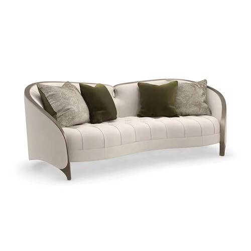 Elegant classic sofa set with a luxurious wooden frame – 4 pieces – Sand