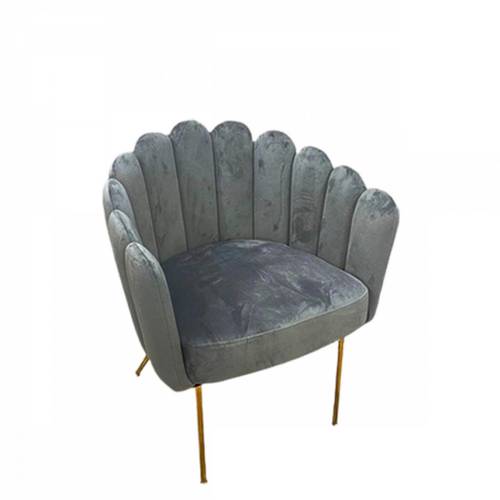 Side chair with iron legs, MDF, and velvet upholstery - Grey