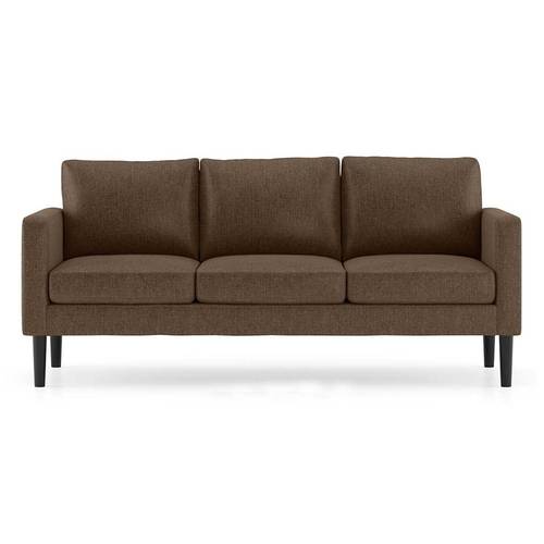 كنبة مقعدين خشب سويدي وبوليستر - بني - Swedish wood and polyester 2-seater sofa - brown
