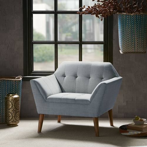 Single chair with armrests - light blue