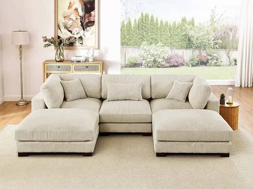 كنب ركني عصري على شكل U - Modern U-shaped Sectional Sofa
