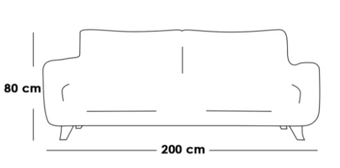 كنبة مقعدين كتان وخشب سويدي - رمادي - Two-Seater Linen and Swedish Wood Sofa - Gray