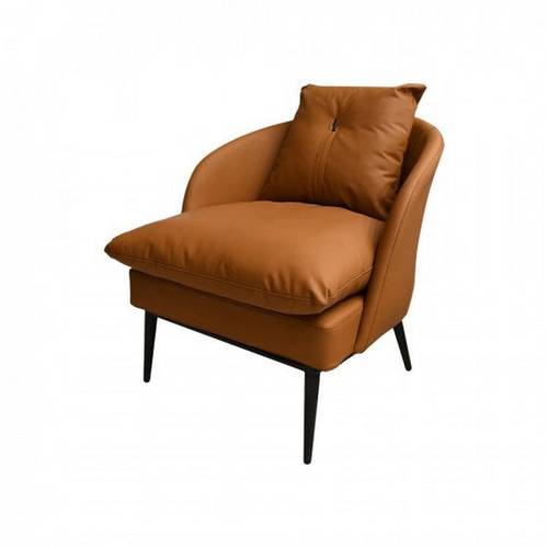 Leather and metal side chair - orange