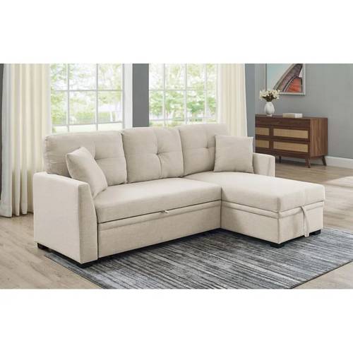 كنبة زاوية - خشب سويدي - بيج - Corner Sofa - Swedish Wood - Beige
