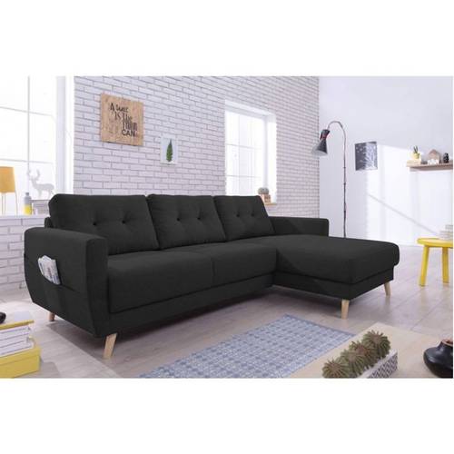 كنبة زاوية حرف L - أسود - L-shaped Corner Sofa - Black
