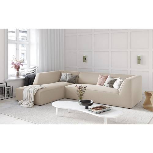 كنبة زاوية سويدي و مخمل - بيج - Swedish Velvet Corner Sofa - Beige

