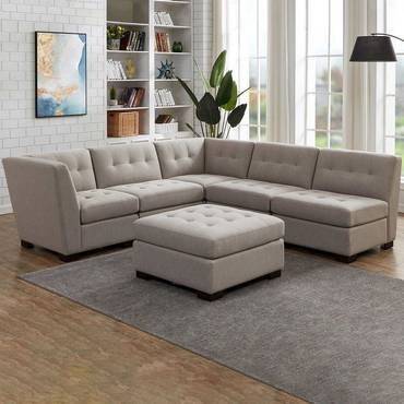 كنبة زاوية خشب سويدي و كتان من متجر بيزناس - Biznas Swedish Wood and Linen Corner Sofa
