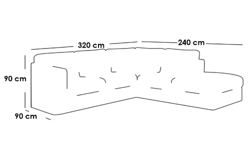 كنبة زاوية خشب ام دي اف وكتان - أبيض - MDF Wood and Linen Corner Sofa - White
