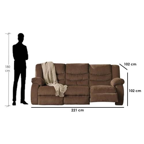 كنبة ثلاث مقاعد قماش - بني - Brown Fabric Three Seater Sofa