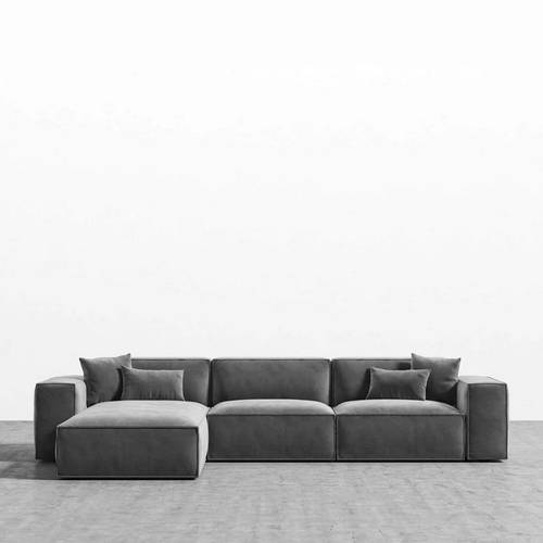 كنبة زاوية حرف L - رمادي - L-Shaped Corner Sofa - Grey
