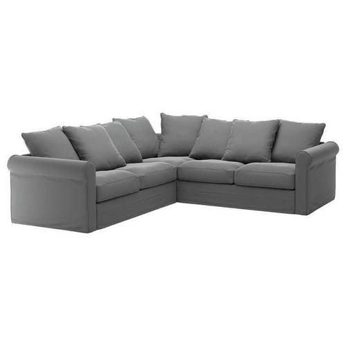 كنبة زاوية خشب سويدي و كتان - رمادي - Swedish Wood and Linen Corner Sofa - Grey
