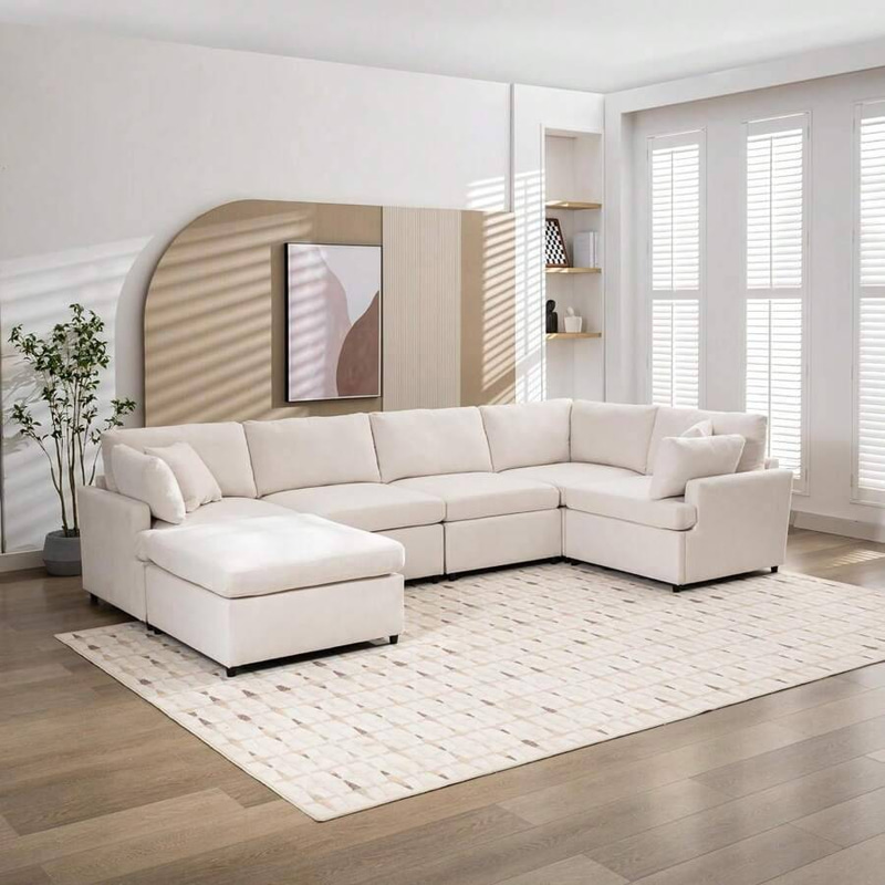 Stylish and Modern U-shaped Corner Sofa - كنب ركني أنيق وعصري على شكل U