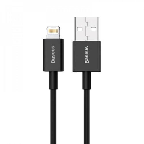 كيبل ايفون USB جلد 2 متر أسود من بيسوس