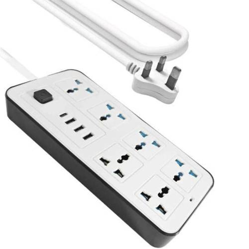 توصيلة POWERMAX MX53 الكهربائية مع 6 مقابس كهربائية، 3 منافذ USB،