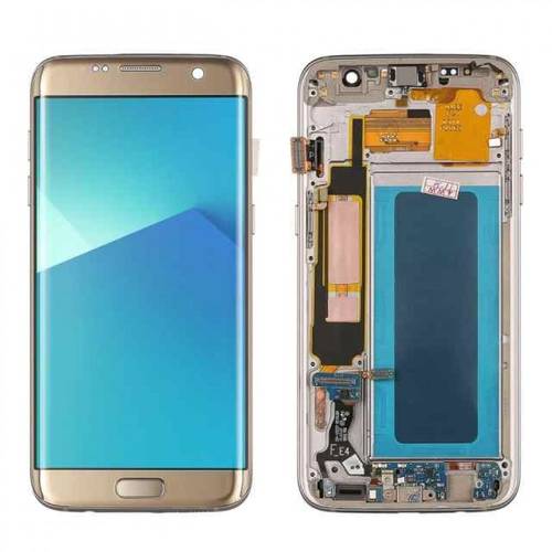 شاشة جلكسي S7 ايدج اللون ذهبي بالفريم نوع oled رقم مودبل G935