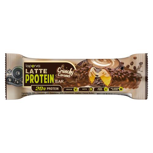 Keto Protein Bar Latte with cohcolate crunchy caramel - Laperva