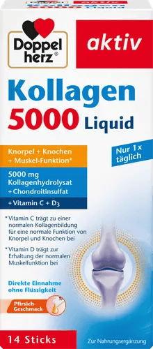 Liquid Collagen 5000 mg Sticks for Cartilage + Bone + Muscle Function Peach flavour - Doppel Herz
