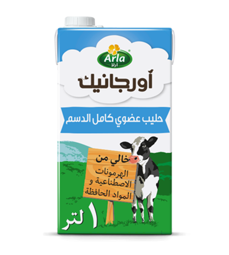 حليب عضوي كامل الدسم 1 لتر - آرلا