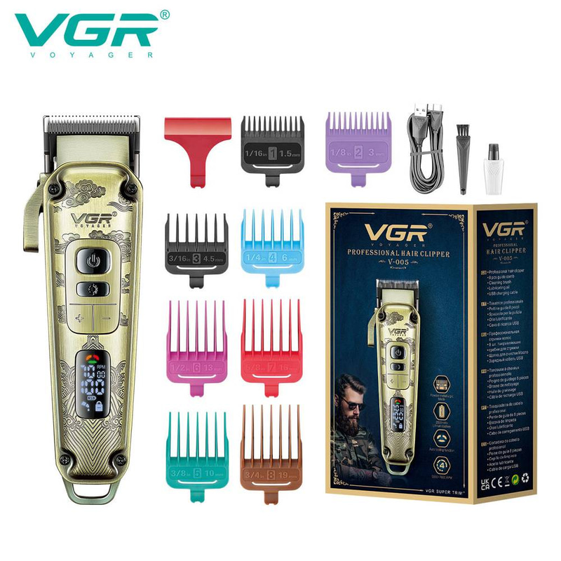 ماكينة حلاقة كهربائية VGR V-005 Gold – ماكينة تشذيب لحية لاسلكية قابلة لإعادة الشحن للرجال