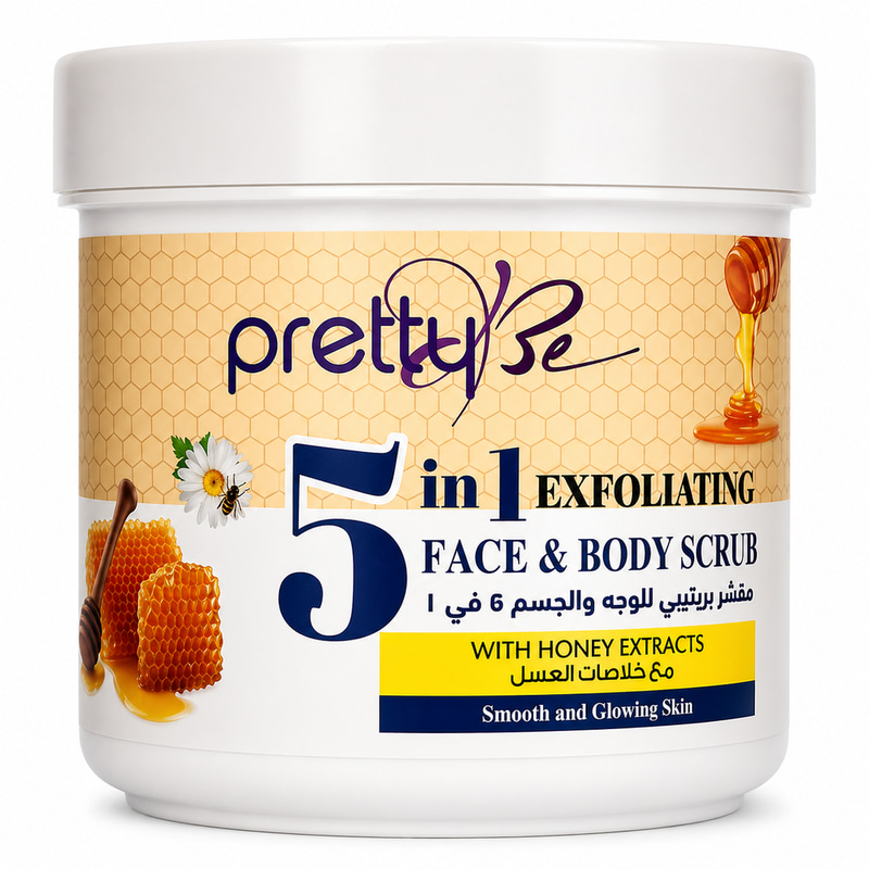 Pretty Be 5 in 1 Face and Body Scrub, Exfoliating, With Honey Extract - 550ml