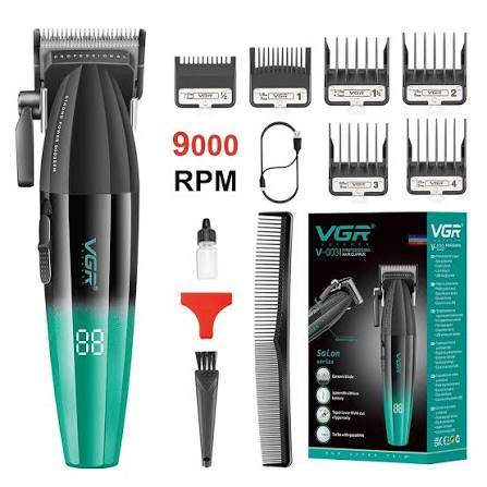 ماكينة قص الشعر Vgr 003 Fresh Fade، ماكينة تشذيب شعر احترافية، أدوات قص شعر قابلة لإعادة الشحن سلكية/لاسلكية مع شاشة LED