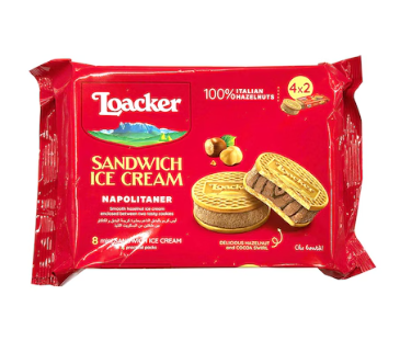 HAZELNUT COCOA SANDWICH ICE CREAM (NAPOLITANER) 