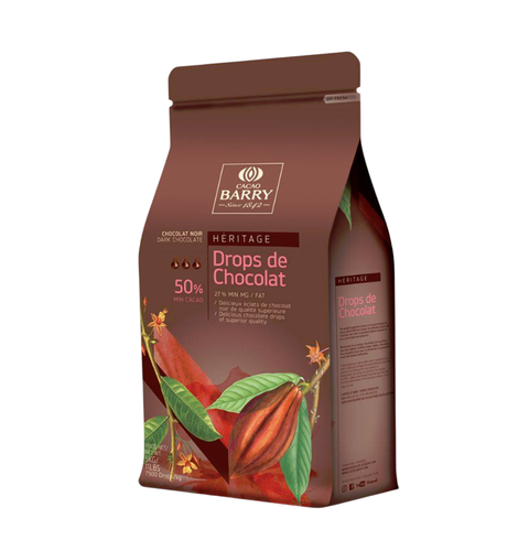 BAKE-STABLE DARK CHOCOLATE DROPS (50%) 