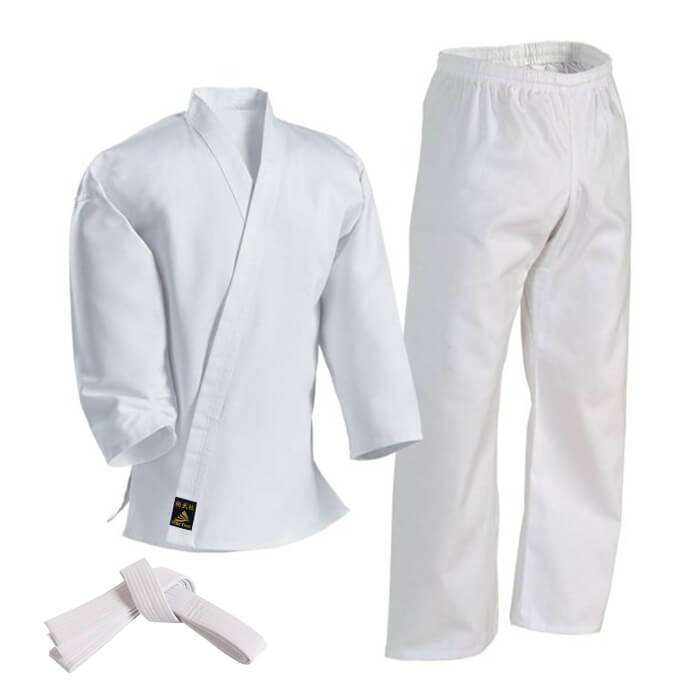 KARATE WHITE LIGHT UNIFORM W/BELT#008A/111 (CHINA)