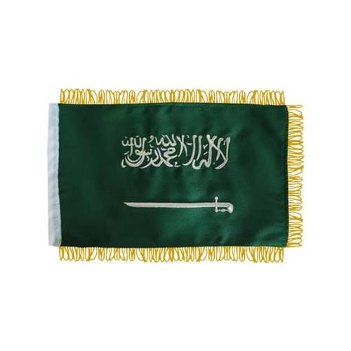 SAUDI FLAG W/FRIL & EMBD (9X6 CM)