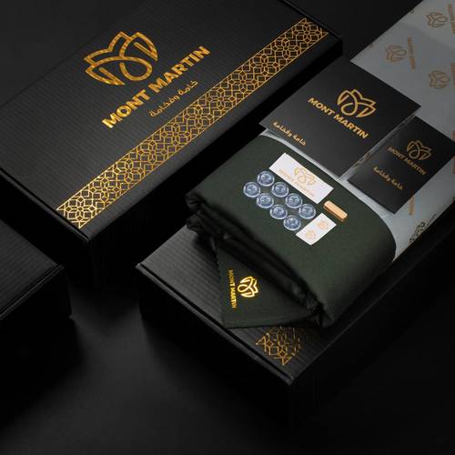 قماش شتوي رجالي لون زيتي ماركة مونت مارتن MONT MARTIN