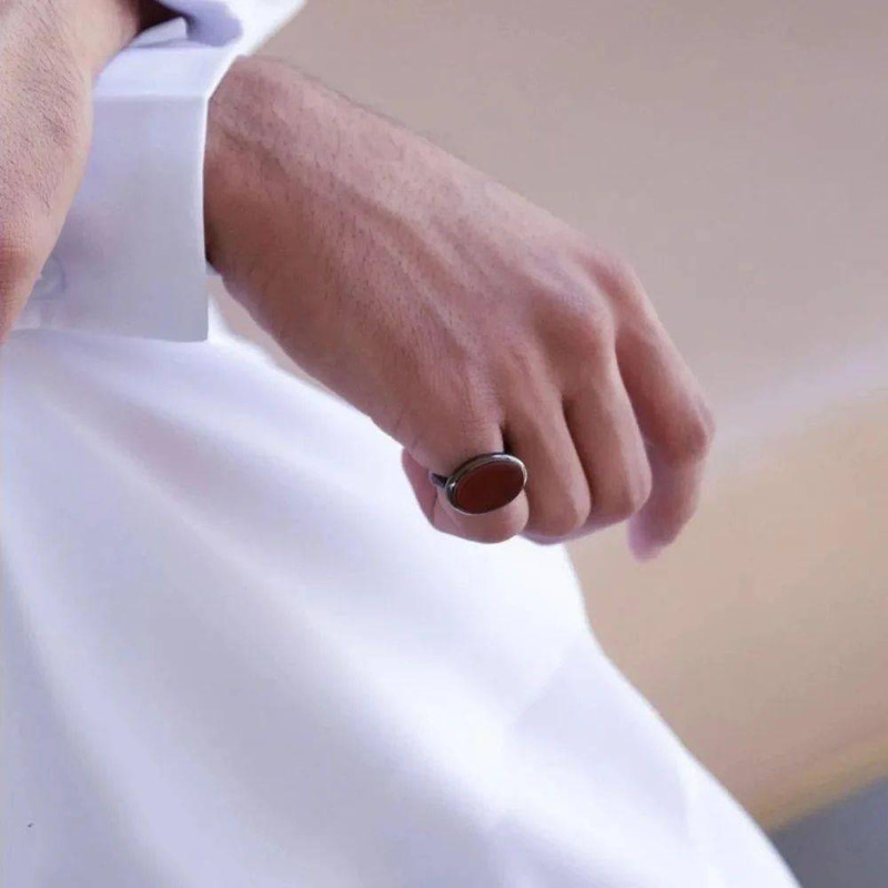 خاتم ملكي فضة عيار 925 حجر بني
