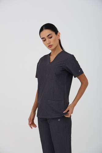 Coolmedz | Melissa| Scrub Top In Charcoal Heather