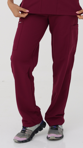 Cherokee | WW Ultra | Mid Rise Pull-on Slim Leg Cargo Pant | Wine