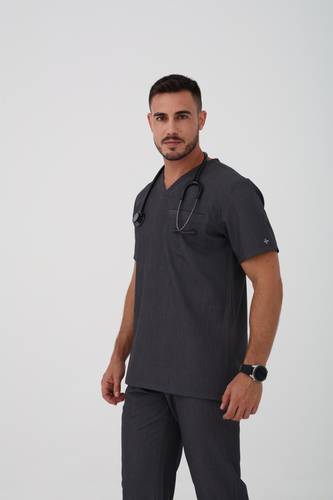 Coolmedz | Cadiz| Scrub Top In Charcoal Heather