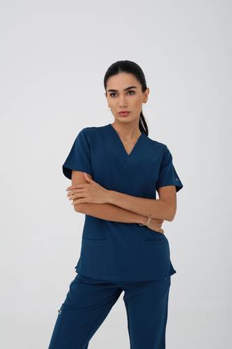 Coolmedz | Evora| Scrub Top In Caribbean Blue
