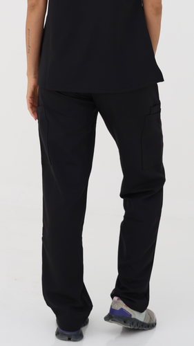 Cherokee | WW Ultra | Mid Rise Pull-on Slim Leg Cargo Pant | Black