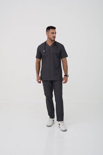 Coolmedz | Cadiz| Scrub Top In Charcoal Heather