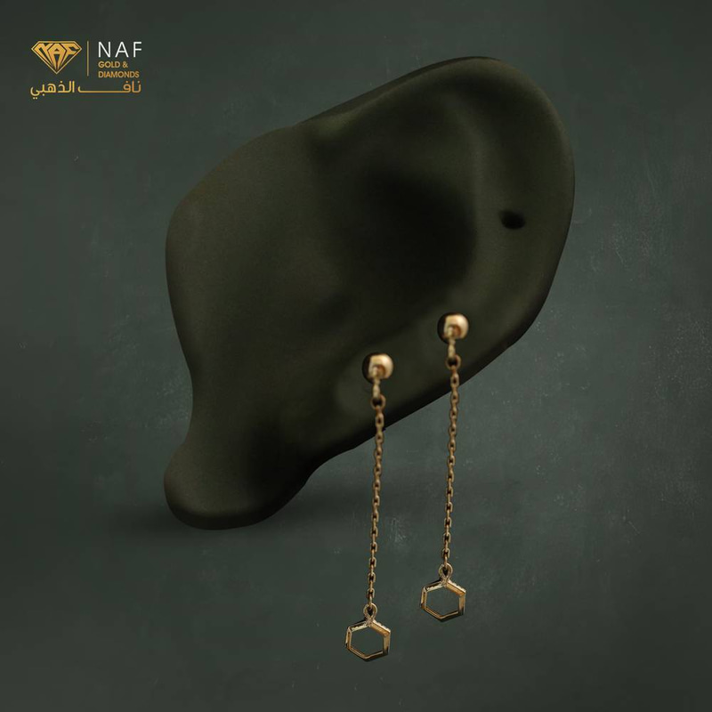 حلق ذهب إيطالي اصفر صافي عيار 18 - الوزن 1.36 جرام تقريبا