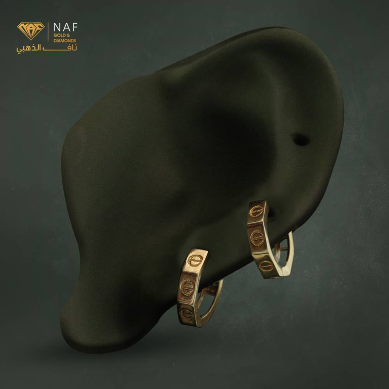 حلق ذهب إيطالي صافي عيار 18 اصفر - الوزن 2.02 جرام تقريبا 