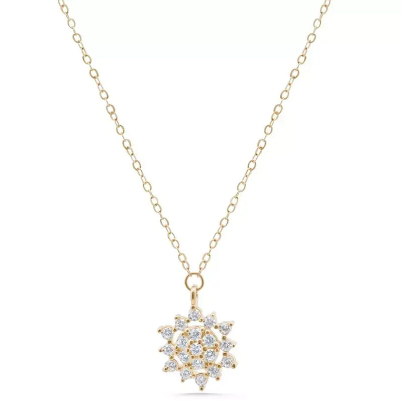 18K Gold Necklace Inlaid with Zircon Stones - Approx. 1.05g, Ideal for Everyday Wear